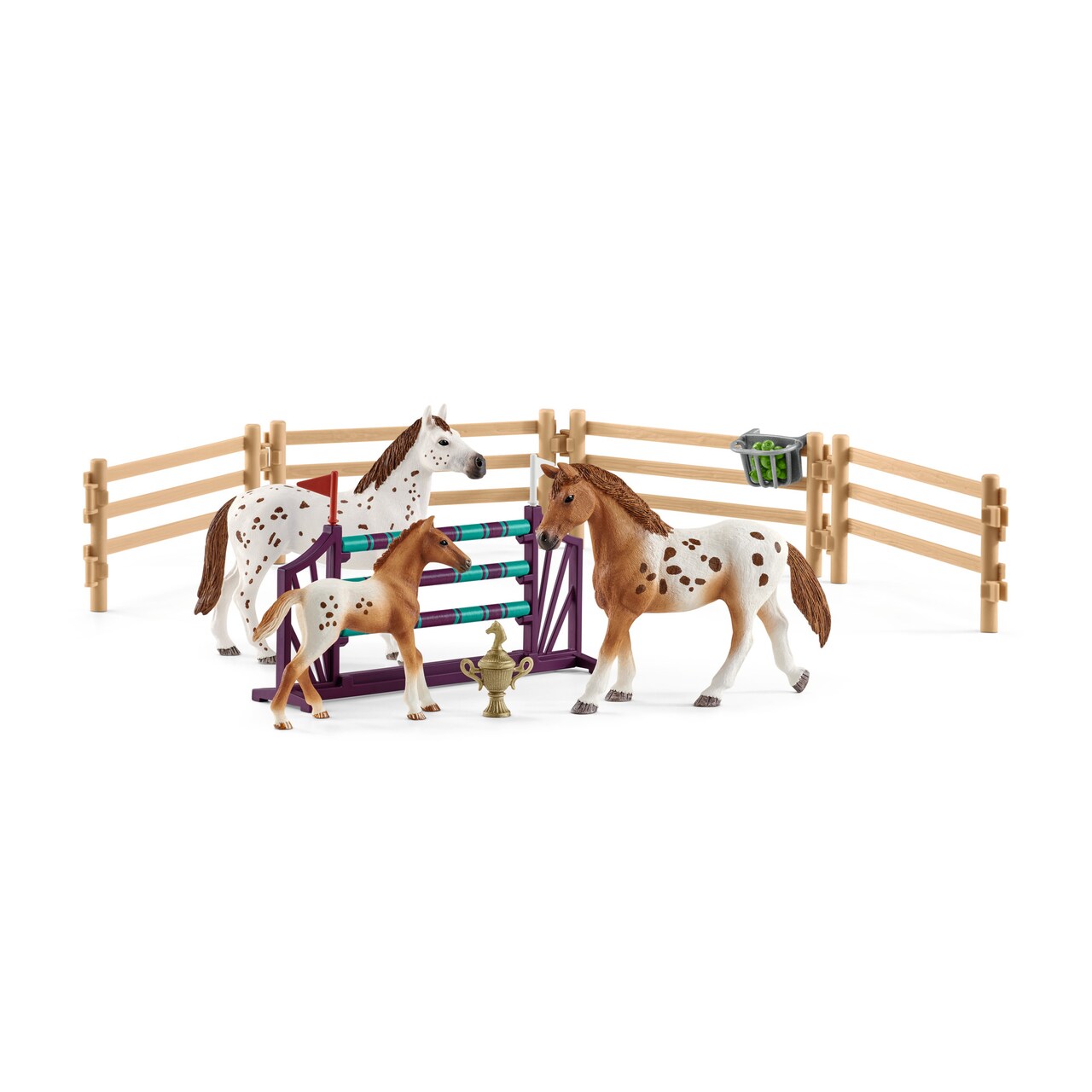 Schleich Horse Club: Lisa's Tournament Training - 17 Piece Playset, Appaloosa Horse Figurines, Obstacles & Paddock, Horse Show, Pony Toy, Kids Ages 5+